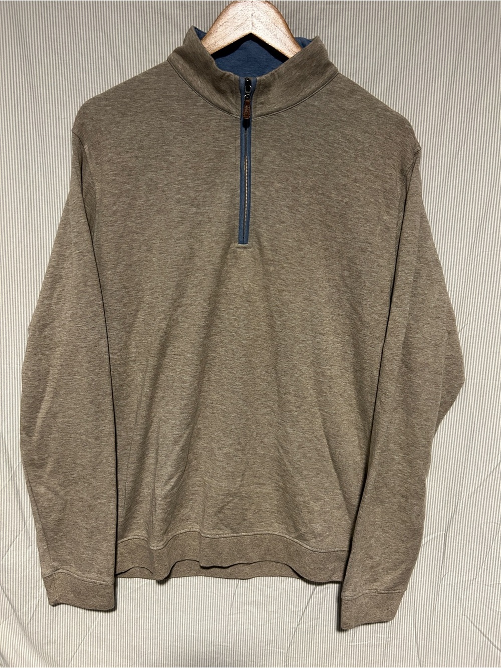 Johnnie O Quarter Zip Pullover Sweater Long Sleeve Beige Men’s Size Large
